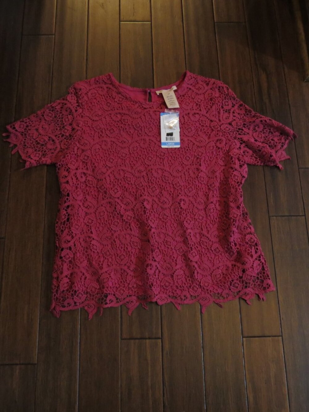 NEW WITH TAGS Philosophy Large Lace Boho Romantic Cottage Coastal Sleeve Top - Picture 5 of 8